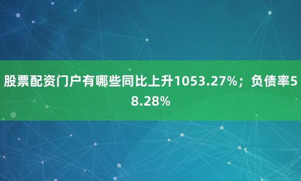 股票配资门户有哪些同比上升1053.27%；负债率58.28%
